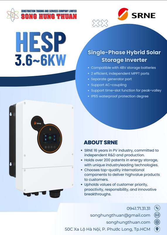 Catalogue inverter &pin SRNE ft SongHungThuan 2026
