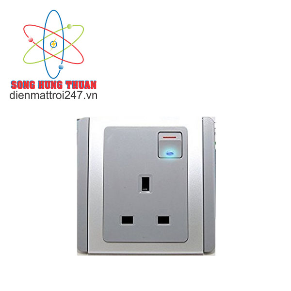 13A 3 PIN SWITCHED SOCKET W. LED, BRITISH STANDARD, GREY SILVER - E3015D_EBGS_G19