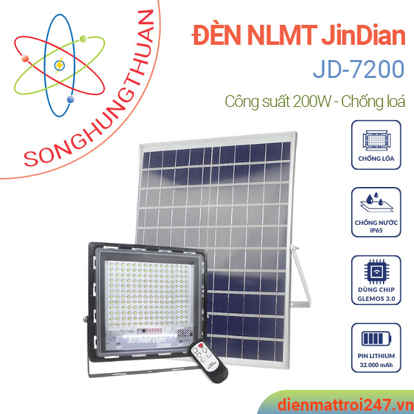 Đèn năng lượng mặt trời 200w trong nhà JD7200