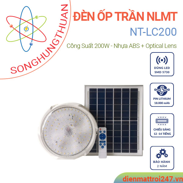 Đèn ốp trần năng lượng mặt trời 200w NT-LC200