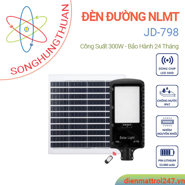 Đèn bàn chải 300w – Đèn đường năng lượng mặt trời JD-798