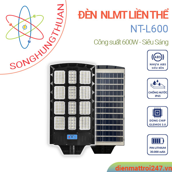 Đèn năng lượng mặt trời 600w – Đèn liền thể NT-L600