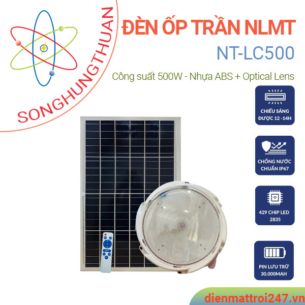 Đèn ốp trần năng lượng mặt trời 500w NT-LC500