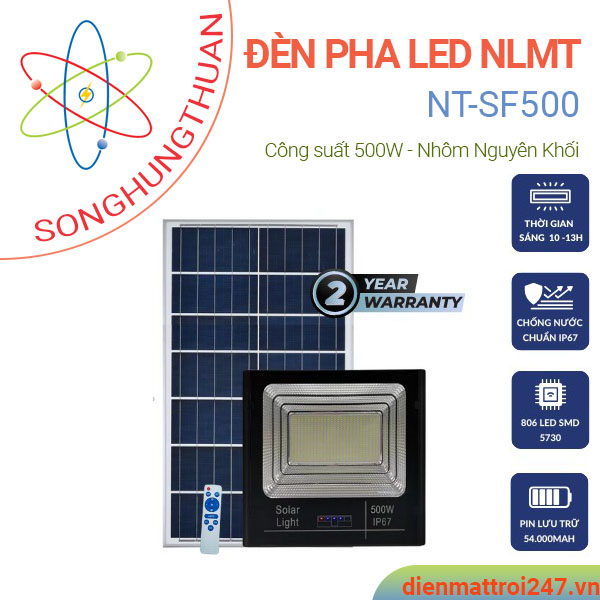 Đèn năng lượng mặt trời solar light 500w NT-SF500