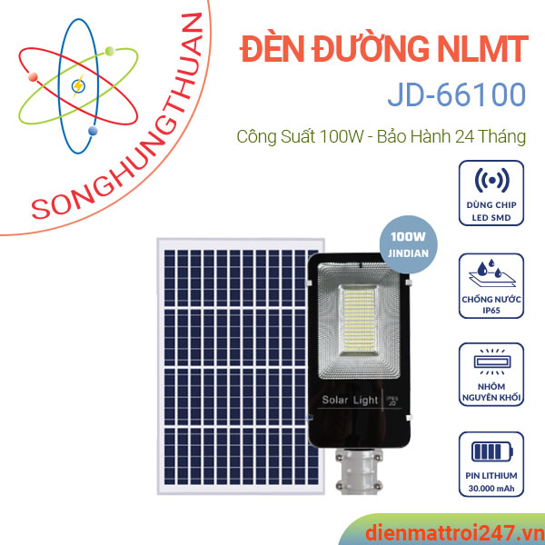 Đèn đường led năng lượng mặt trời 100w JD-66100