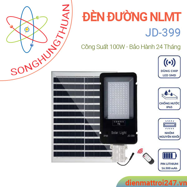 Đèn đường năng lượng mặt trời 100W JD399