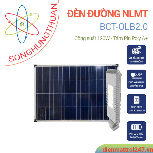 Đèn đường năng lượng mặt trời 120w blue carbon BCT-OLB 2.0