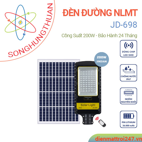 Đèn bàn chải 200w – Đèn đường năng lượng mặt trời JD-698