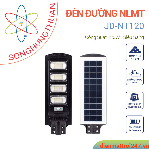 Đèn liền thể 120w – Đèn đường năng lượng mặt trời JD-NT120