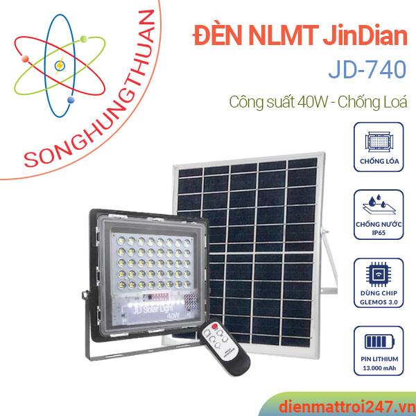 Đèn năng lượng mặt trời chống lóa JD740 (40w)