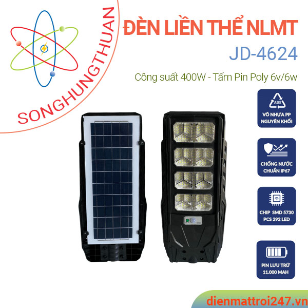 Đèn năng lượng mặt trời liền thể 400W JD-4624