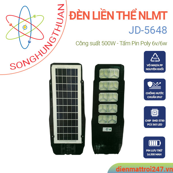 Đèn liền thể năng lượng mặt trời 500w JD-5648